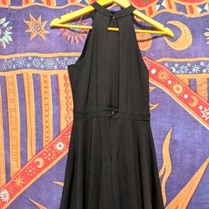 High/Low Black Dress w/ Keyhole Back, Halter Neck